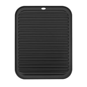 12" x 9" Silicone Reusable Drain Pad Heat Resistant Non-Slipping - Black